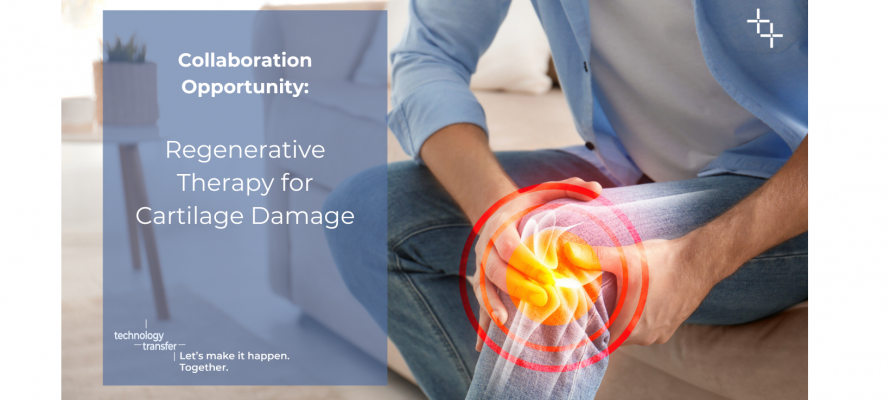 Collaboration Opportunity: Regenerative Therapy for Cartilage Damage. Man holding knee in pain.