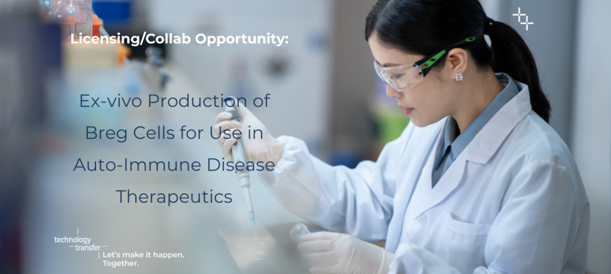 Woman in a lab. Licensing/collaboration opportunity: Ex-vivo Production of Breg Cells for Use in Auto-Immune Disease Therapeutics.